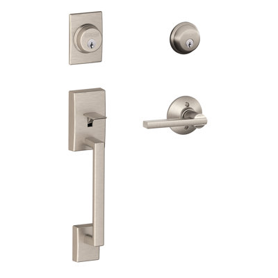 Century Handleset with Double Cylinder Deadbolt and Latitude Door Lever and Rosette