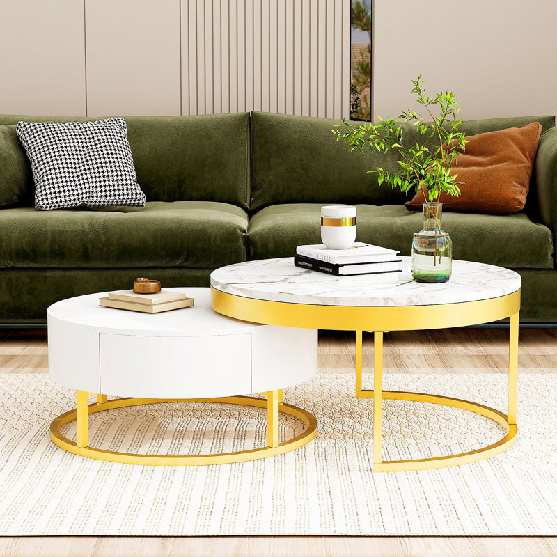 Kreig Nesting Coffee Table, Dark White