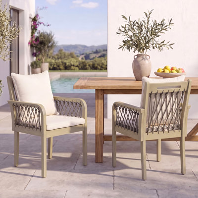Chaises de salle à manger robustes pour patio, en bois d'acacia et corde, style rustique moderne pour l'extérieur
