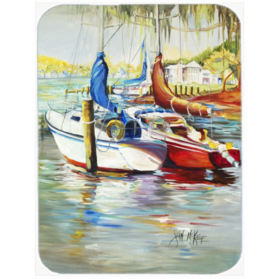Planche à découper en verre caroline trésors ecor rouge Sailboat