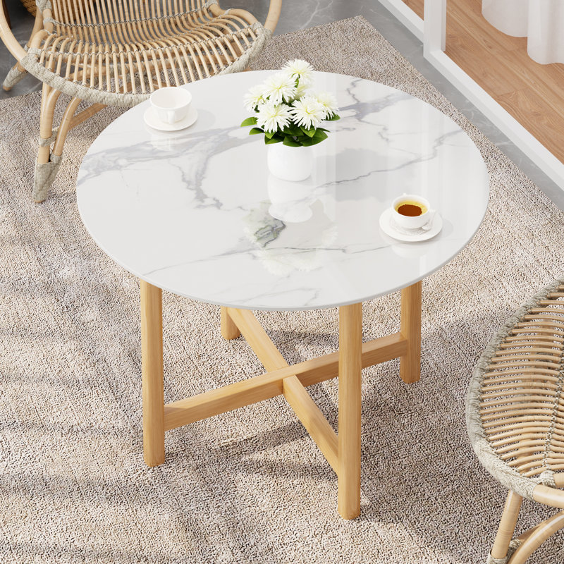 Plateau de table en céramique frittée à bords biseautés, H 0,43 po x L 31 po x l 31 po, Blanc