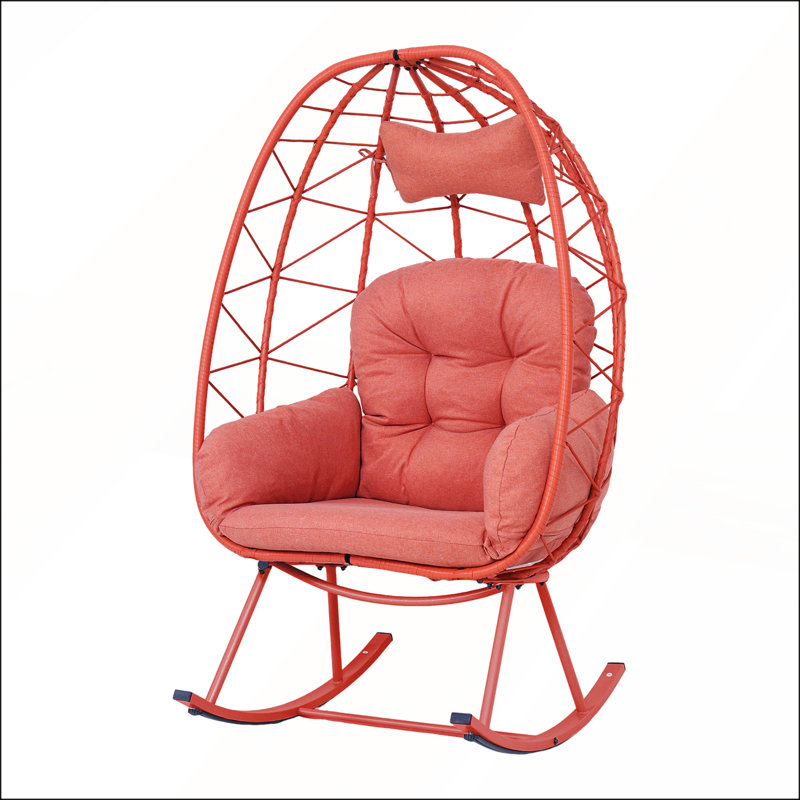 Chaise longue en osier pliable en rotin avec coussin épais pour patio et maison