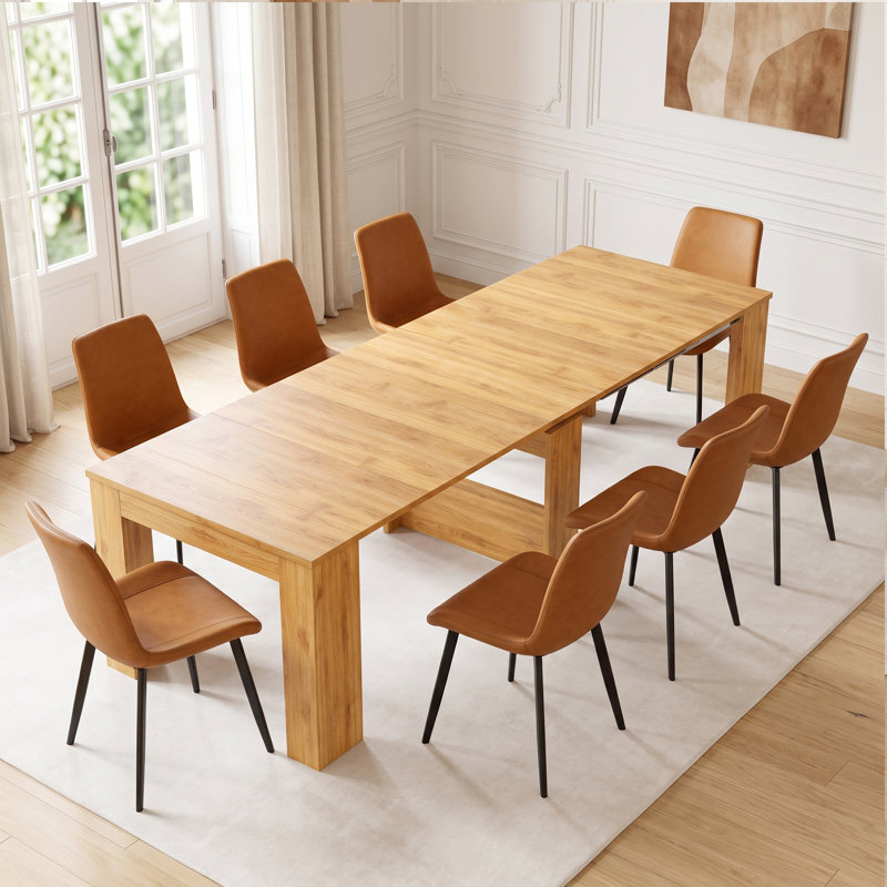 Ensemble table et chaises de cuisine, console extensible, Crème, Brown