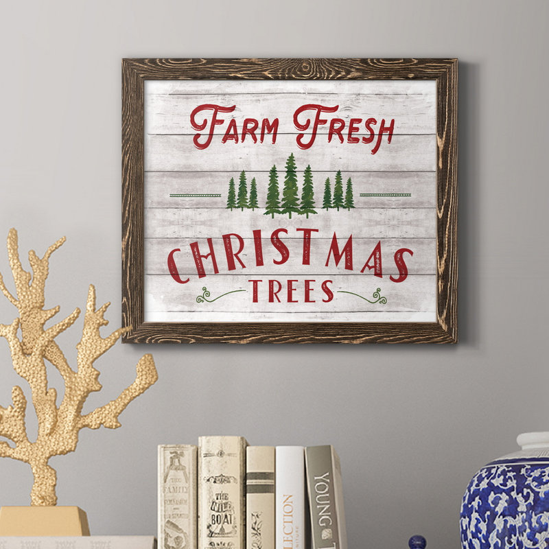 «Farm Fresh Christmas Trees», reproduction d'art textuel sur toile, H 20 po x l 17 po x P 1,5 po, Noyer