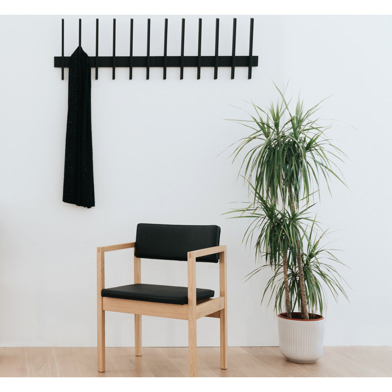 Fin 6 - Hook Wall Mounted Coat Rack, Black