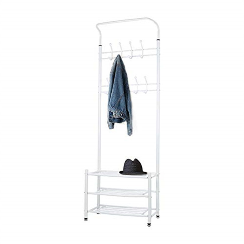 Erelah Hall Tree 66cm Wide with Shoe Storage, White