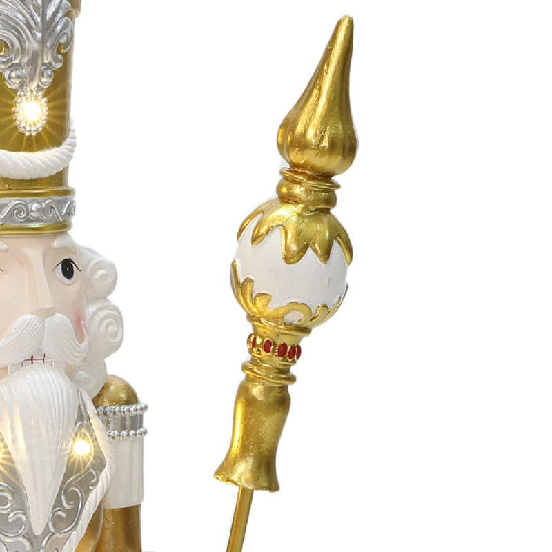 Soldat casse-noisette argenté et doré 2 pi avec sceptre, décoration de Noël, H 24,02 po x l 10,24 po x P 8,27 po