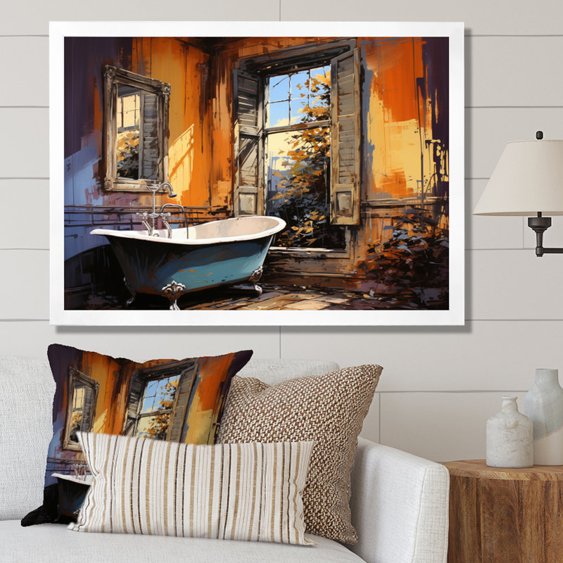 Salle de bain audacieuse et moderne II - impression, H 34 po x l 44 po x P 1,5 po, Cadre photo blanc
