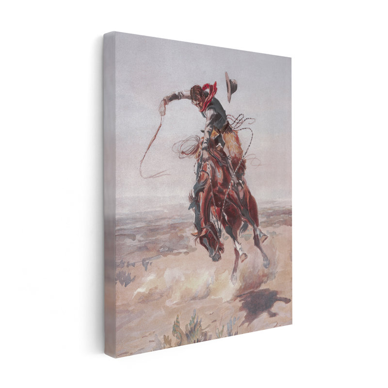 Charles Marion Russell - A Bad Hoss No1, 08"H x 10"W, Canvas, Unframed