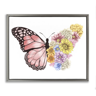 «Butterfly Floral Bouquet», art mural encadré sur toile flottante par Ziwei Li