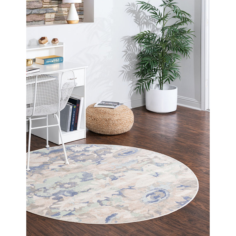 Floral Indoor Rug, Round 3'3"