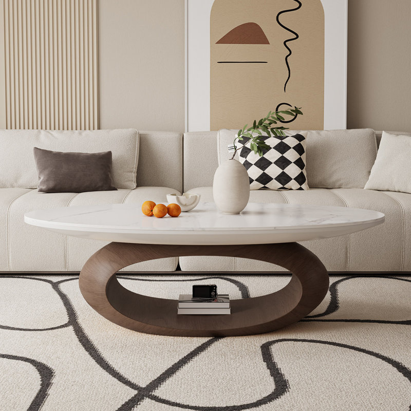 Table basse à bascule Creative Elliptical, Marron foncé, H 15,9 po x L 47,2 po x l 27,6 po