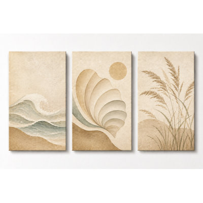 Grand ensemble de 3 impressions murales sur toile de bord de mer pour la salle de bain chambre à coucher bord de mer 16 x 24 pouces