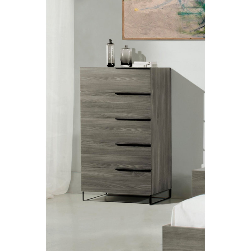 Commode 5 tiroirs Salisbury, Gris