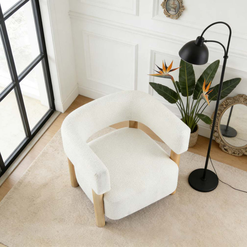 Fauteuil d'appoint rembourré Boucle, Blanc