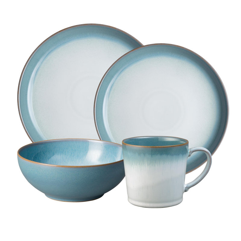 Denby Azure Haze Coupe 16 Piece Dinnerware Set, Service for  4