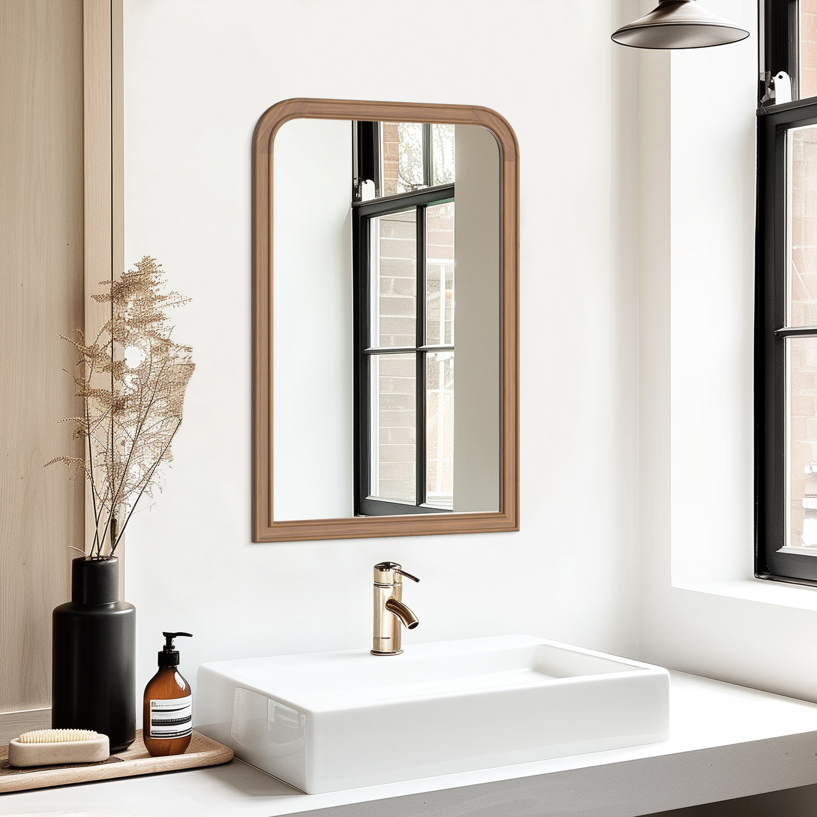 Ancell 24" Pine Accent Mirror, 30" x 20", Natural Wood