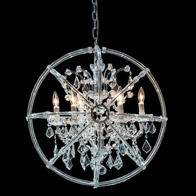 Lustre rond en cristal 6 lumières Pena - Transparent