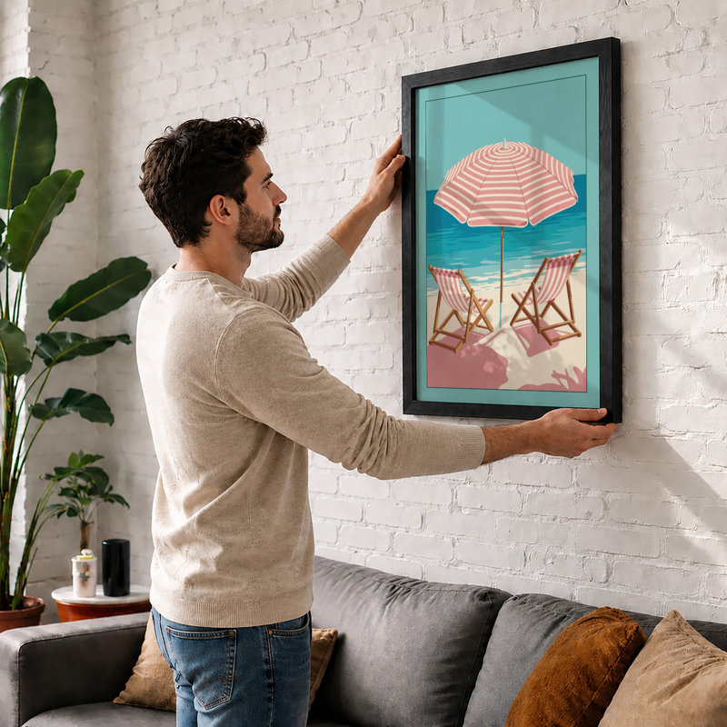 Seaside Retreat Coastal - Framed Print, Oak, A4 - 29.7 x 21.0 cm