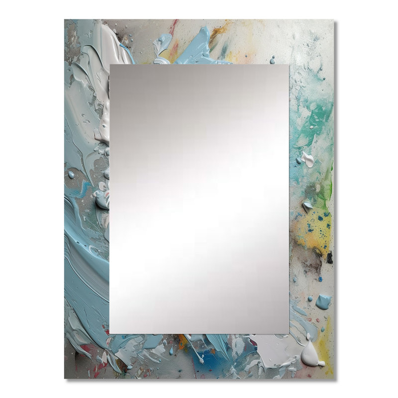 «Summer Memories» abstrait en blanc et bleu III, 32 po x 24 po