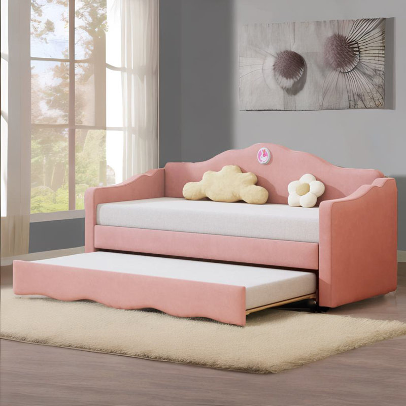 Twin Size Upholstered Daybed, Pink