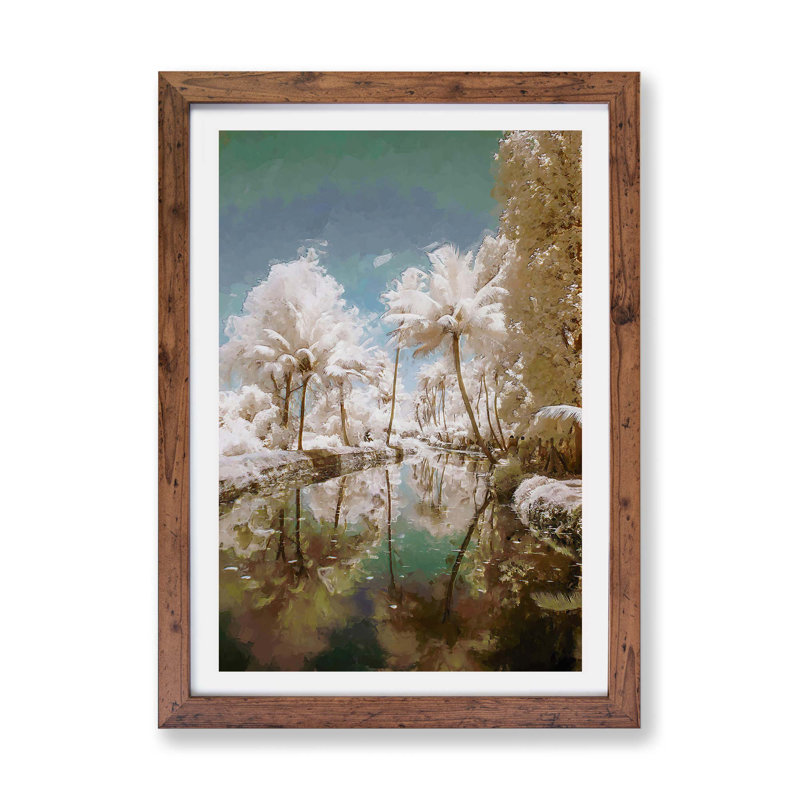 Tree View In Kerala India - Single Picture Frame Painting, 33cm H x 45cm W x 2cm D, Walnut