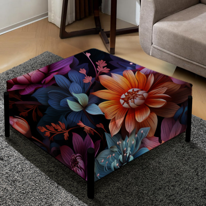 Moroccan Flora Botanical Pattern - Botanical Large Square Ottoman