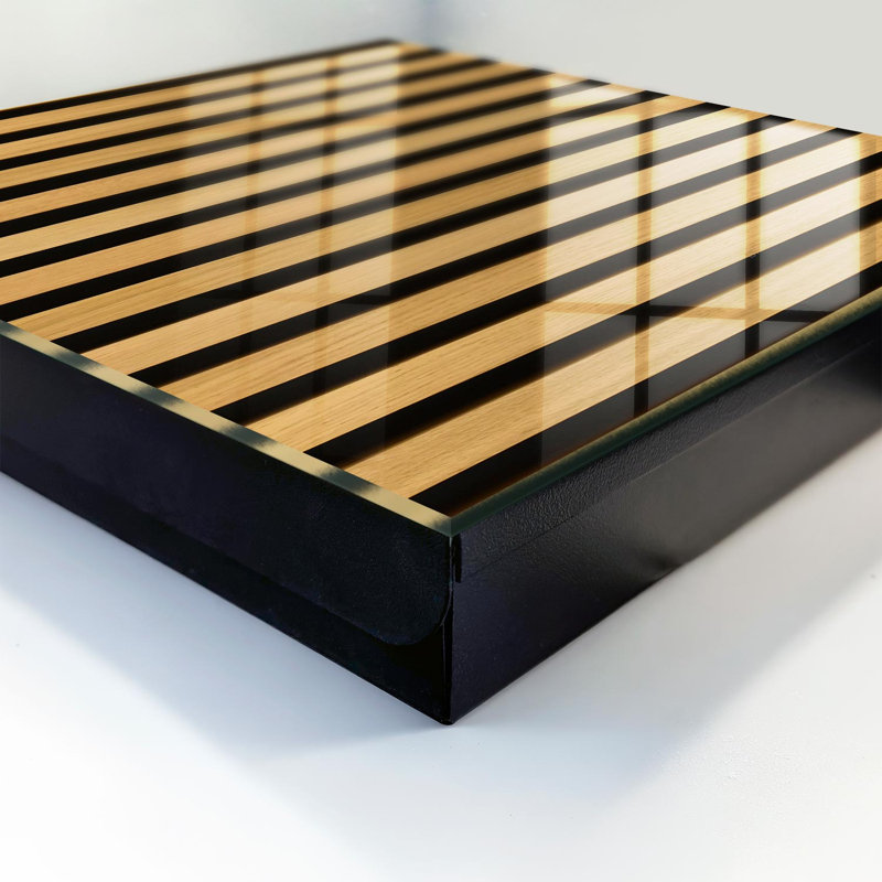 Key storage cabinet, Opens to the right, 30x30x5, Black, Wooden strips elegance and simplicity, 