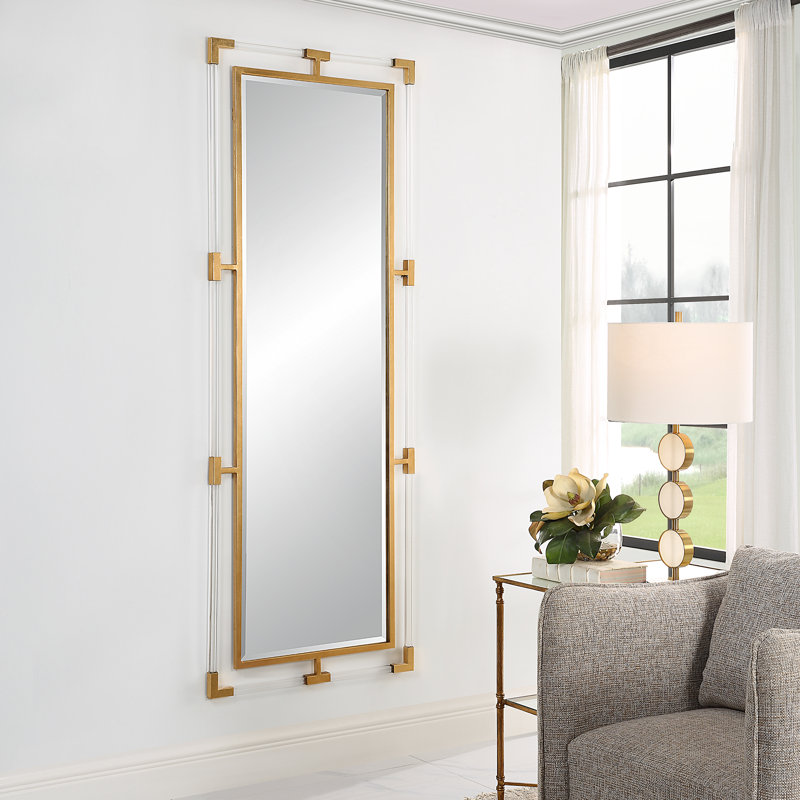 Gold and Clear Acrylic Rectangular Wall Mirror