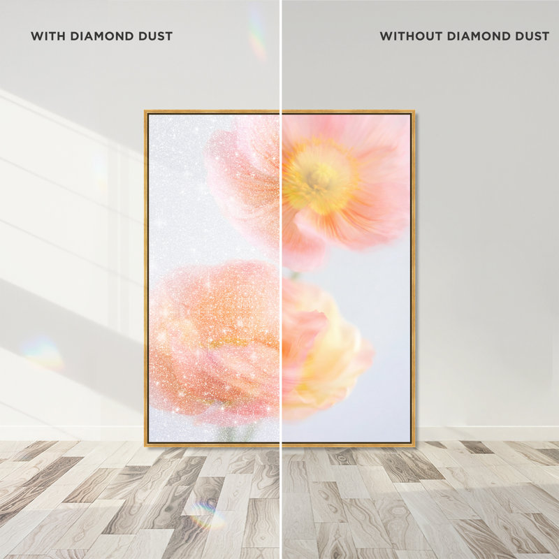 Hazy Camelias Print by Oliver Gal, 21"H x 25"W, Gold Floater Frame