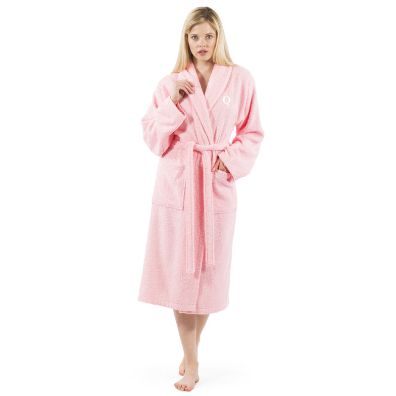 Peignoir en ratine avec poches Terry, Grand, Rose, Q
