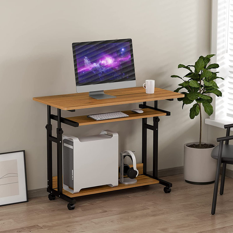 Adjustable Computer Desk, Brown/Black