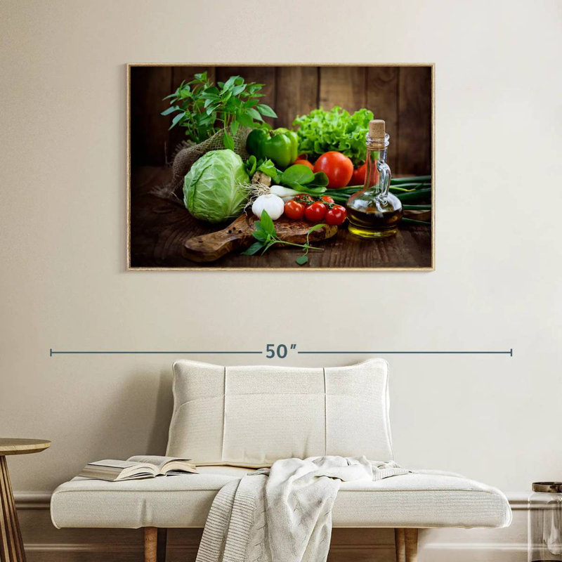 Fruits et légumes biologiques, Cadre flottant en bois naturel, 40 po x 27 po