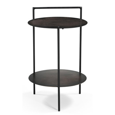  Table de bout ronde industrielle en fer 22 po avec tablette Industrial