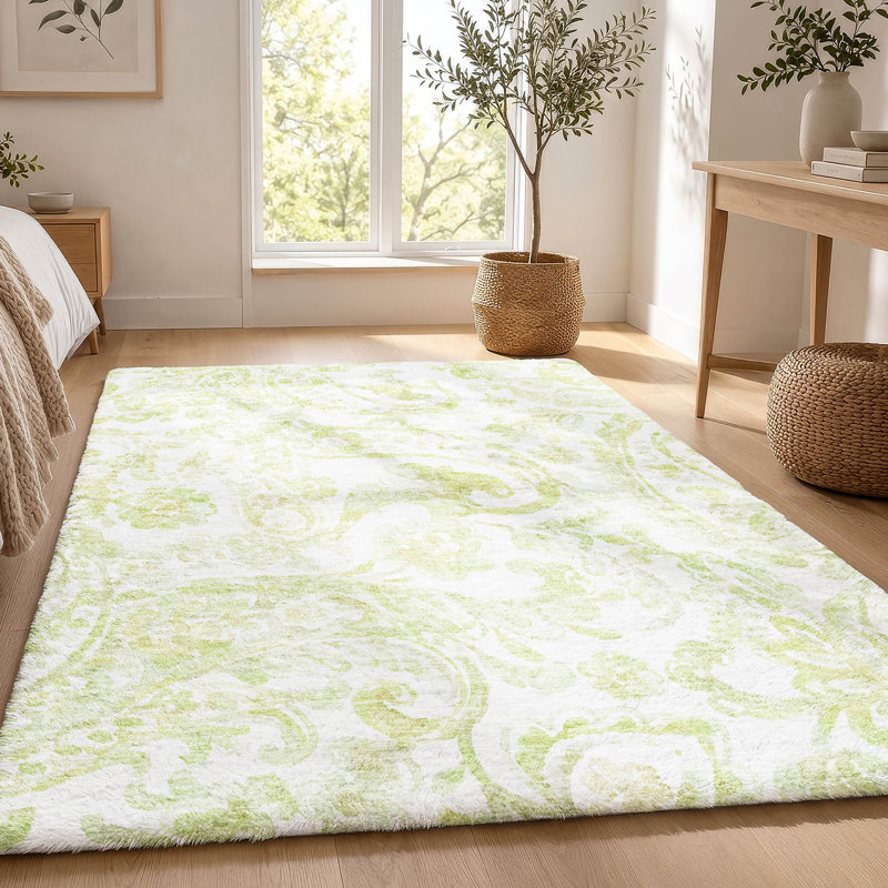 Tapis cachemire ADS835 de qualité supérieure lavable à la machine Dream, Sauge, 3 pi x 5 pi