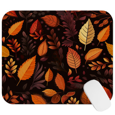 Botanical Fall Botanical Leaves Pattern VI Cottage & Cottagecore Gaming Cute Office Laptop Desk Pad Gift Mat Square Rectangle Non-Slip Mousepad