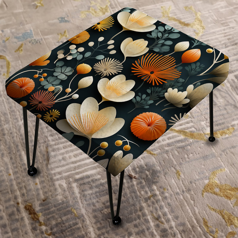Repose-pieds rectangulaire jaune et orange Fusion
