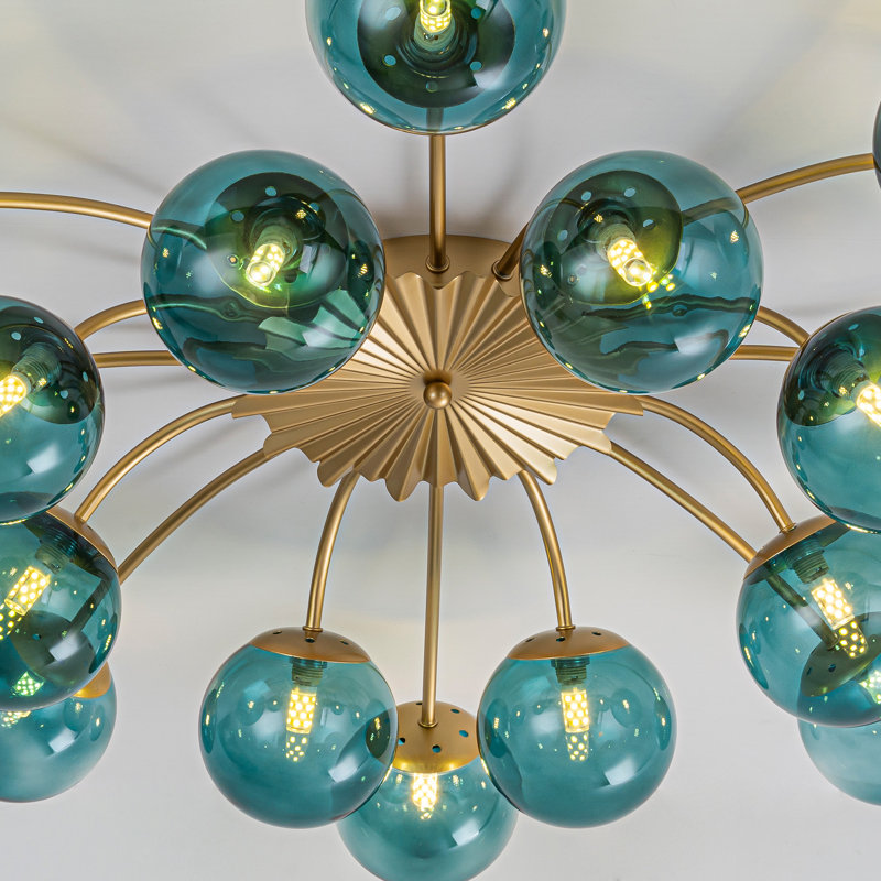 Plafonnier encastré globe en verre bleu marine, 16
