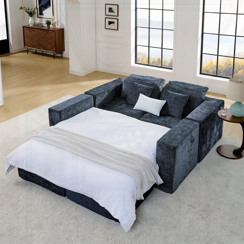 Canapé modulaire en U de 143 po avec assise profonde et modulaire, Chenille bleu