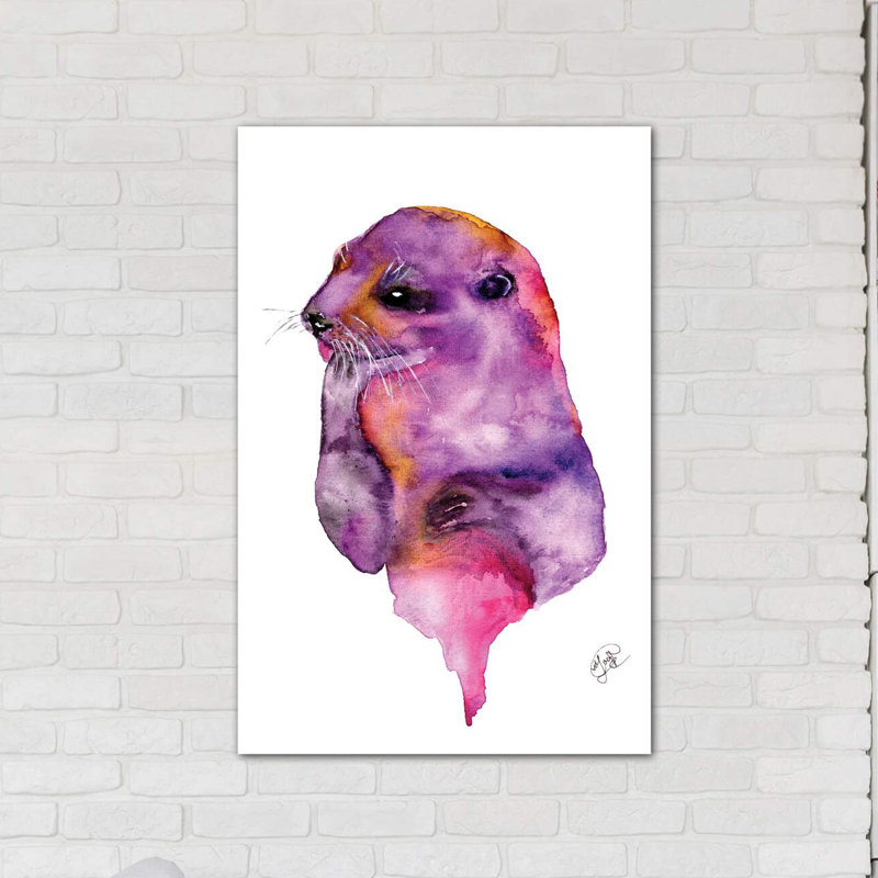 Loutre, art sur toile, H 60 po x l 40po x P 1,5 po, Toile tendue