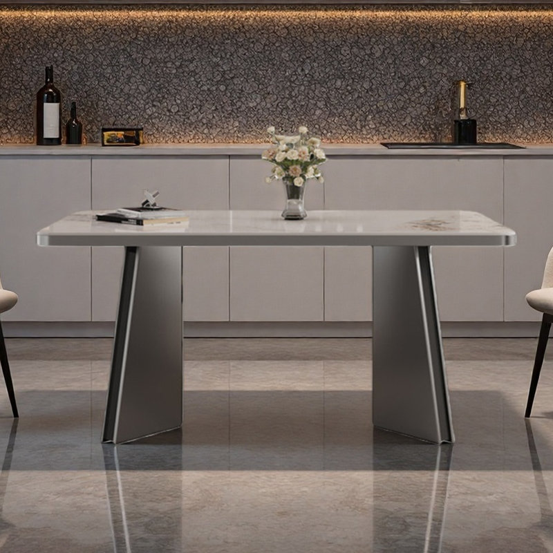 Table de salle à manger rectangulaire en granit, H 29,53 po x L 55,12 po x l 31,5 po