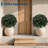 Set of 2 Artificial Boxwood Topiary Balls with White Flowers - 24 Inch UV Resistant Faux Greenery Shrubs with Ground Spikes for Outdoor Planters, Front Porch & Garden Decor, Pink-1053316381