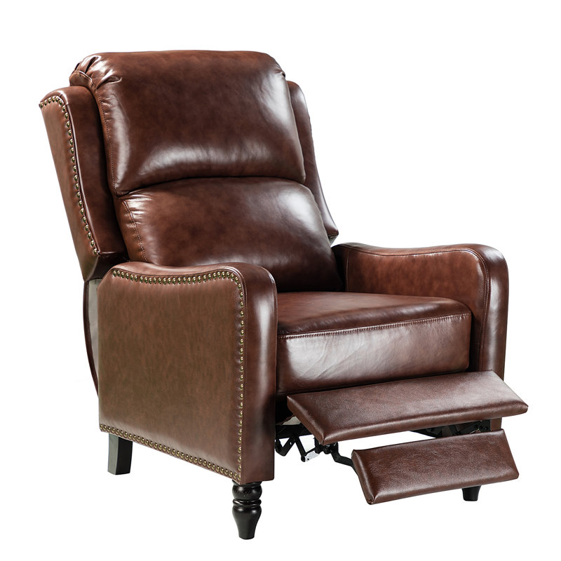 Fauteuil inclinable manuel en cuir véritable 29,5 po Amee, Cuir véritable cerise