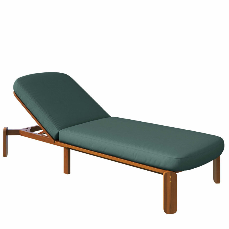 Green Adjustable Patio Chaise Lounge, Freely Adjusted Backrest, All-Weather Outdoor Recliner For Pool, Yard And Terrace