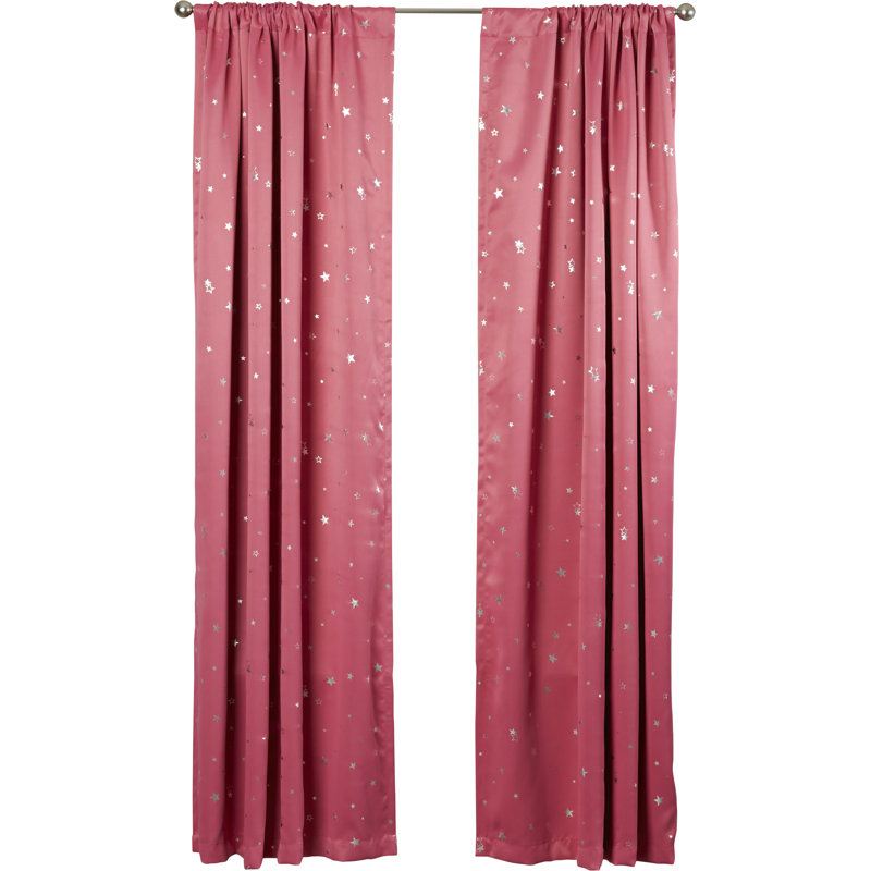 Room Darkening Curtain Pair, 132cm W x 213cm L, Pink