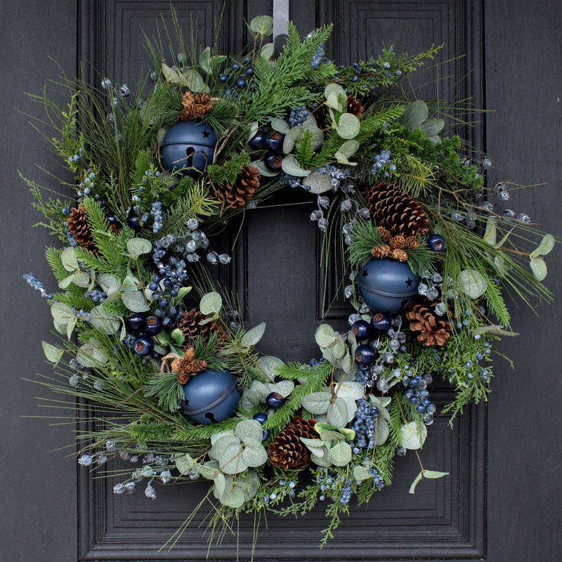 Couronne de Noël myrtille et Sleighbell, H 26 po x l 26 po x P 6 po