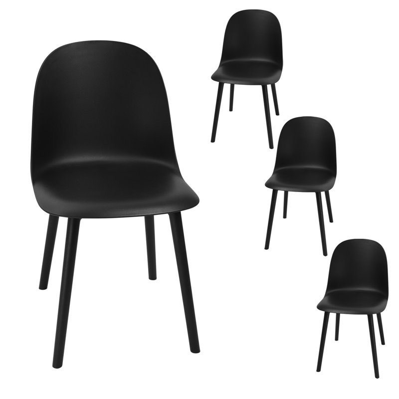 Modern Full PP Dining Chair, Mid Century Kitchen Chairs For Kitchen Dining Room & Living Room, Black