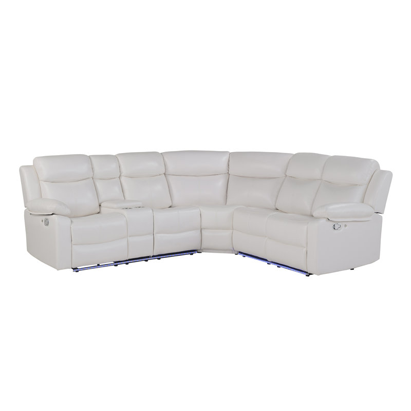 U6026 White Laf Sectional With Led, Left Hand Facing