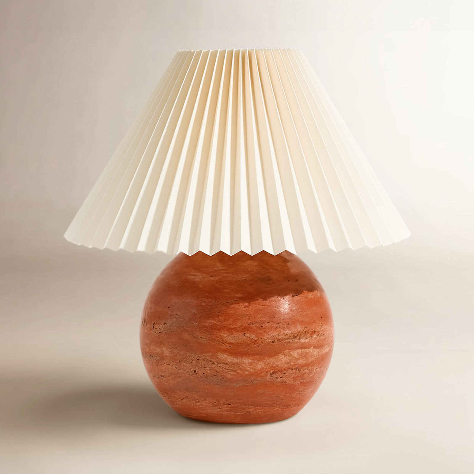 Chemise Travertine 10" Mini Table Lamp, Orange, Pleated Empire