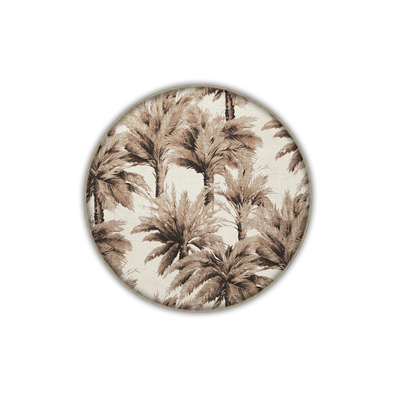 Beige Themed Tropical Design Palm Tree Patterned Modern Decorative Carpet, Rectangle 3'4" x 5'